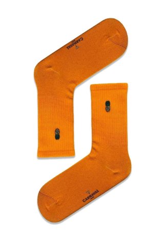 Unisex Turuncu Ananas Nakışlı Spor Çorap